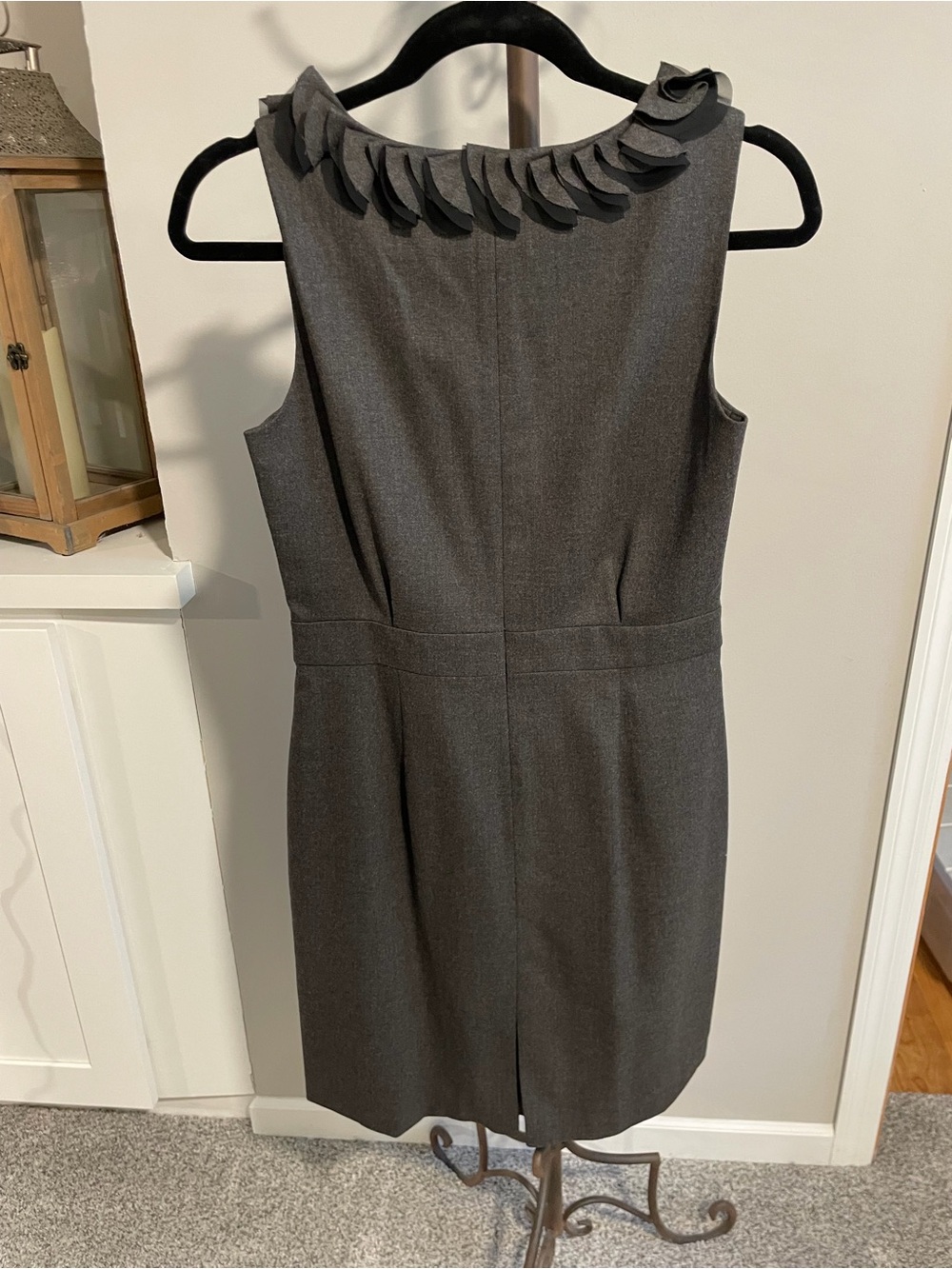 J. Crew Charcoal Gray Sleeveless Sheath Dress with Petal Neckline - Picture 3 of 3